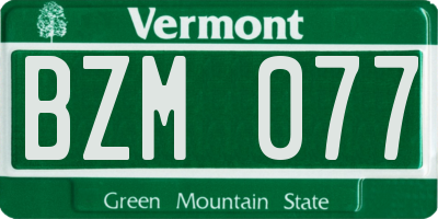 VT license plate BZM077