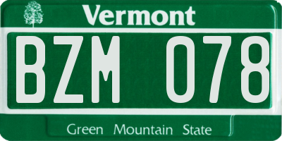 VT license plate BZM078