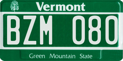 VT license plate BZM080