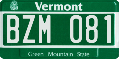 VT license plate BZM081