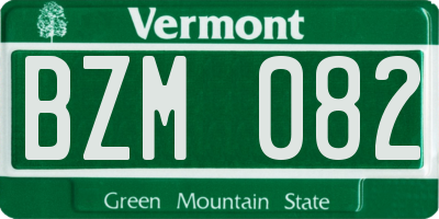 VT license plate BZM082