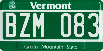 VT license plate BZM083