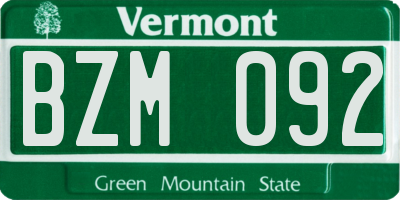 VT license plate BZM092