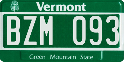 VT license plate BZM093