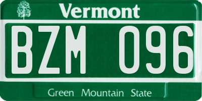 VT license plate BZM096