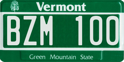 VT license plate BZM100