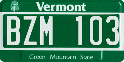 VT license plate BZM103