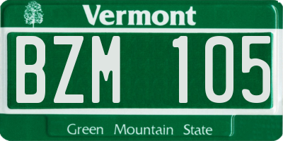 VT license plate BZM105