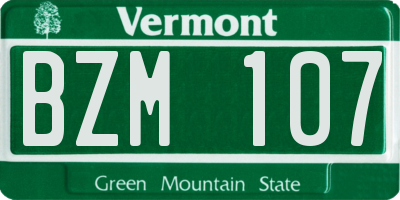 VT license plate BZM107