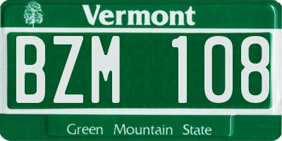 VT license plate BZM108