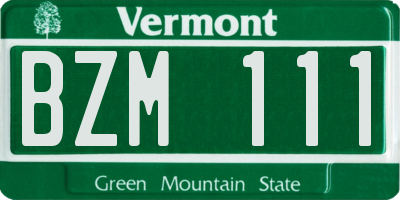 VT license plate BZM111
