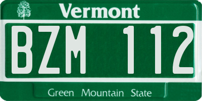 VT license plate BZM112