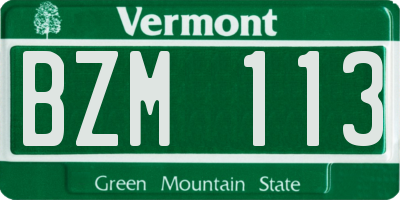 VT license plate BZM113