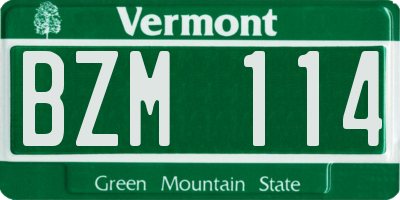 VT license plate BZM114