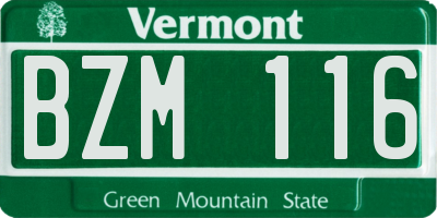 VT license plate BZM116