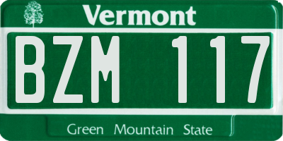 VT license plate BZM117
