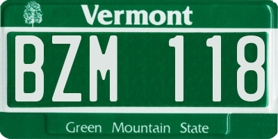 VT license plate BZM118
