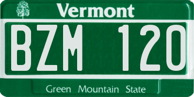 VT license plate BZM120