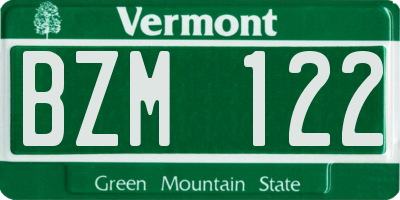 VT license plate BZM122