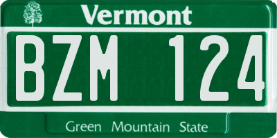 VT license plate BZM124