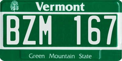 VT license plate BZM167