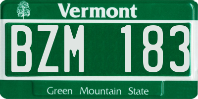 VT license plate BZM183
