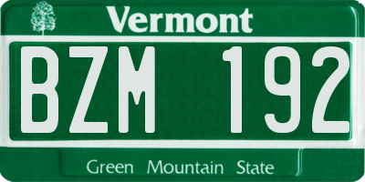 VT license plate BZM192
