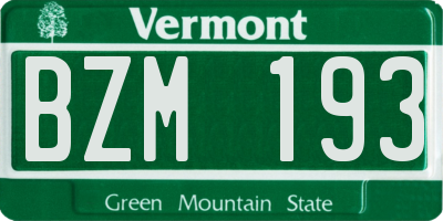 VT license plate BZM193