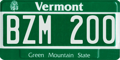 VT license plate BZM200