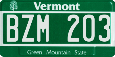 VT license plate BZM203