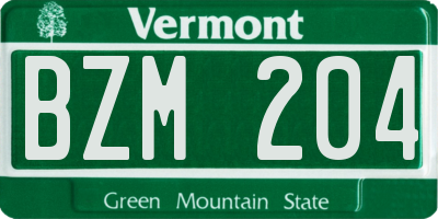 VT license plate BZM204