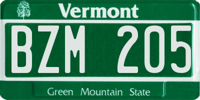 VT license plate BZM205