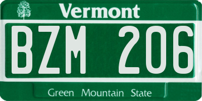 VT license plate BZM206