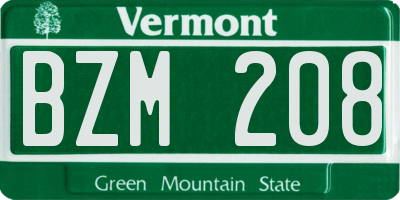 VT license plate BZM208