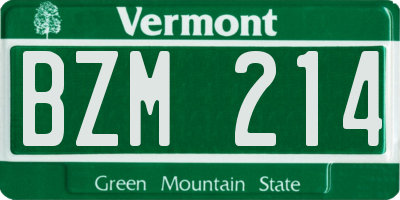 VT license plate BZM214