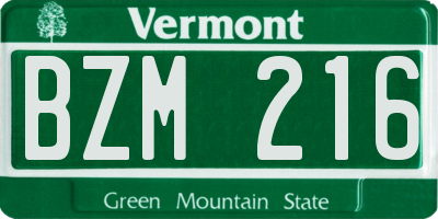 VT license plate BZM216