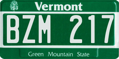 VT license plate BZM217