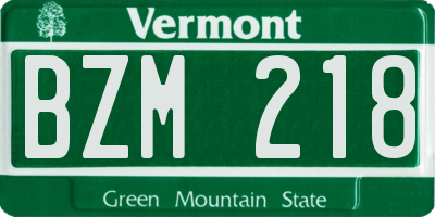 VT license plate BZM218