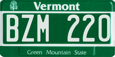 VT license plate BZM220