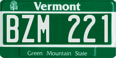 VT license plate BZM221