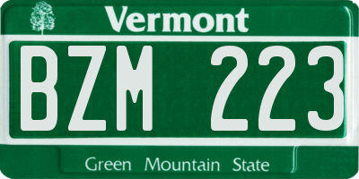 VT license plate BZM223