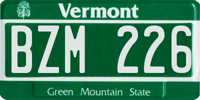 VT license plate BZM226