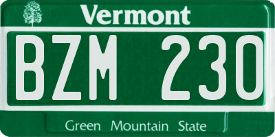 VT license plate BZM230