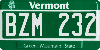 VT license plate BZM232