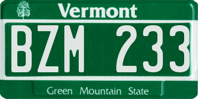 VT license plate BZM233