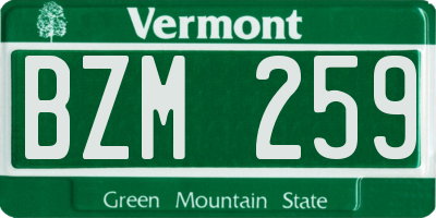 VT license plate BZM259