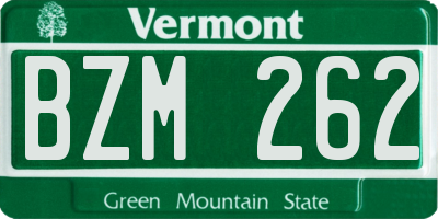 VT license plate BZM262