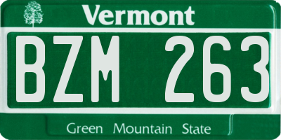 VT license plate BZM263