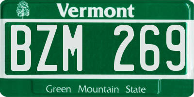 VT license plate BZM269