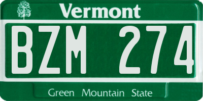 VT license plate BZM274